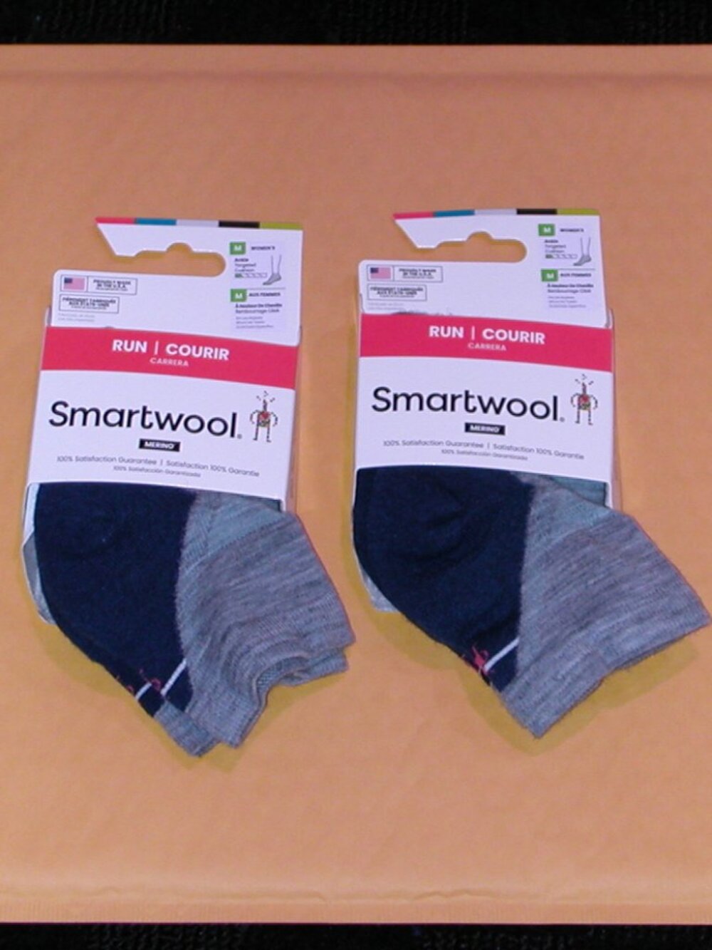 2 Pairs SmartWool Run Targeted Cushion Ankle Socks Women's Medium NWT Light Gray